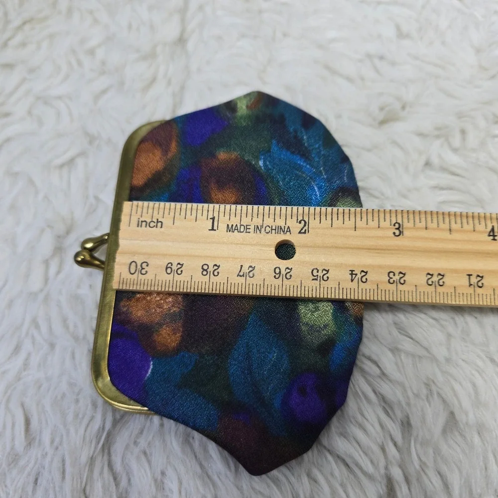 Vintage Celebrity NY Floral Pouch Set Clutch Multicolor‎ Kiss Lock Cosmetic Coin